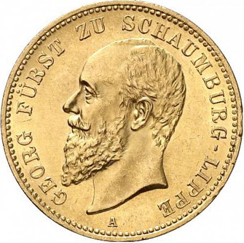 20 Mark Obverse Image minted in GERMANY in 1904A (1871-18 - Empire SCHAUMBURG-LIPPE)  - The Coin Database