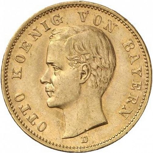 20 Mark Obverse Image minted in GERMANY in 1905D (1871-18 - Empire BAVARIA)  - The Coin Database