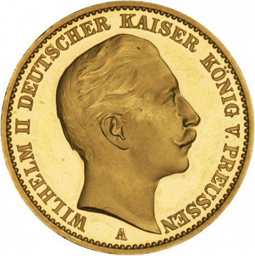 20 Mark Obverse Image minted in GERMANY in 1910A (1871-18 - Empire PRUSSIA)  - The Coin Database