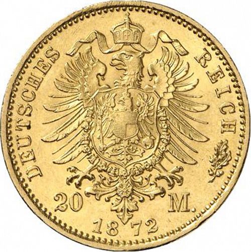 20 Mark Reverse Image minted in GERMANY in 1872A (1871-18 - Empire PRUSSIA)  - The Coin Database