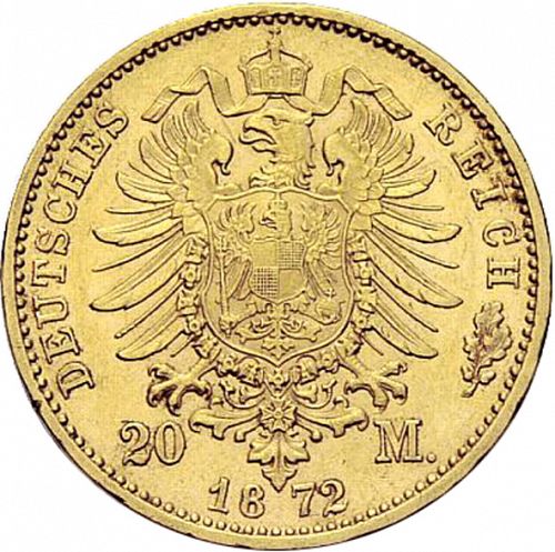 20 Mark Reverse Image minted in GERMANY in 1872D (1871-18 - Empire BAVARIA)  - The Coin Database