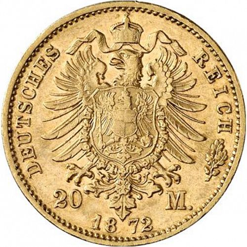 20 Mark Reverse Image minted in GERMANY in 1872D (1871-18 - Empire SAXE-MEININGEN)  - The Coin Database