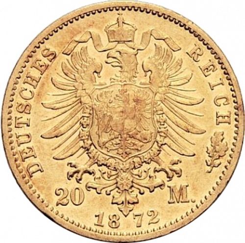 20 Mark Reverse Image minted in GERMANY in 1872G (1871-18 - Empire BADEN)  - The Coin Database