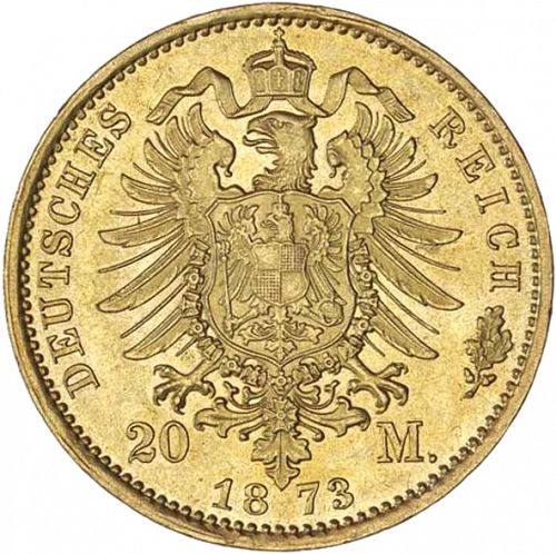 20 Mark Reverse Image minted in GERMANY in 1873A (1871-18 - Empire PRUSSIA)  - The Coin Database