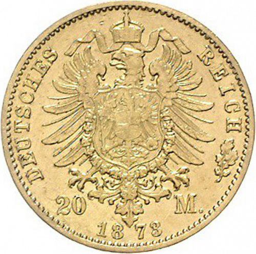 20 Mark Reverse Image minted in GERMANY in 1873B (1871-18 - Empire PRUSSIA)  - The Coin Database