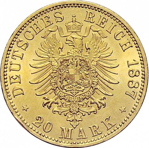 20 Mark Reverse Image minted in GERMANY in 1874A (1871-18 - Empire PRUSSIA)  - The Coin Database