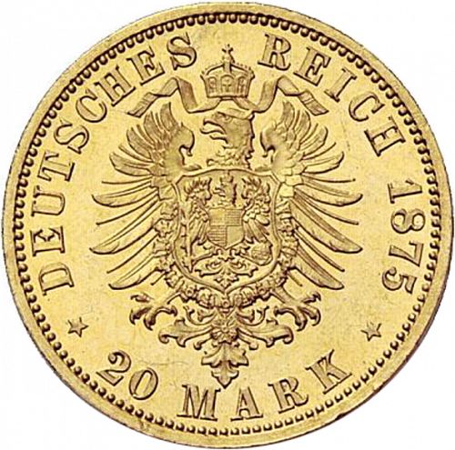 20 Mark Reverse Image minted in GERMANY in 1875A (1871-18 - Empire ANHALT-DESSAU)  - The Coin Database