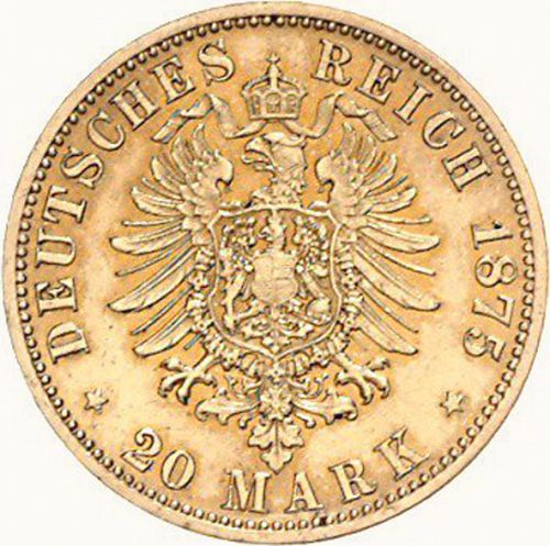 20 Mark Reverse Image minted in GERMANY in 1875B (1871-18 - Empire REUSS-OBERGREIZ)  - The Coin Database