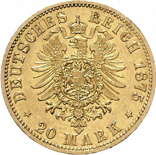 20 Mark Reverse Image minted in GERMANY in 1875B (1871-18 - Empire PRUSSIA)  - The Coin Database