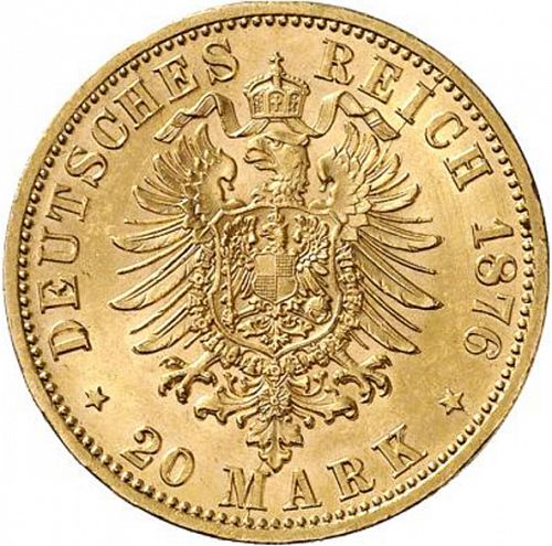 20 Mark Reverse Image minted in GERMANY in 1876F (1871-18 - Empire WURTTEMBERG)  - The Coin Database