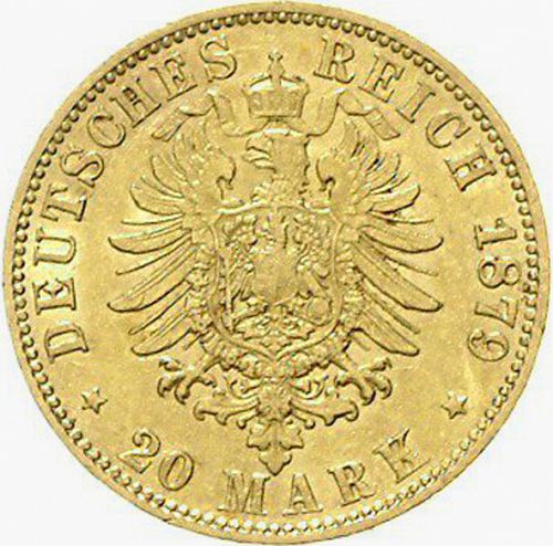 20 Mark Reverse Image minted in GERMANY in 1879J (1871-18 - Empire HAMBURG)  - The Coin Database