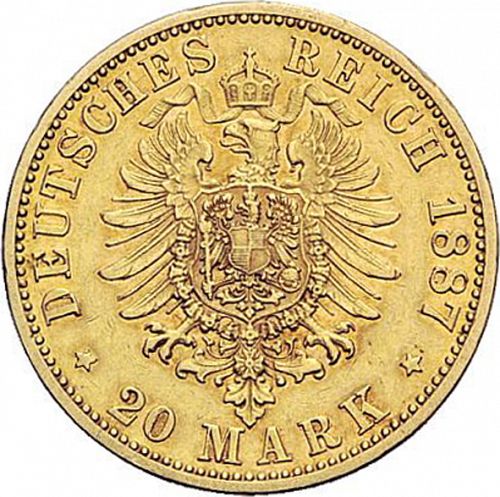 20 Mark Reverse Image minted in GERMANY in 1887A (1871-18 - Empire SAXE-ALTENBURG)  - The Coin Database
