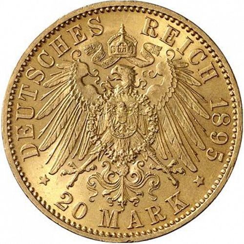 20 Mark Reverse Image minted in GERMANY in 1895A (1871-18 - Empire SAXE-COBURG-GOTHA)  - The Coin Database