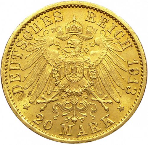 20 Mark Reverse Image minted in GERMANY in 1913A (1871-18 - Empire PRUSSIA)  - The Coin Database