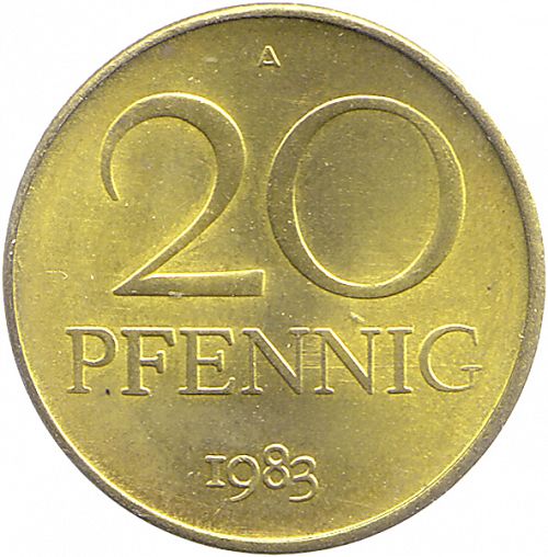 20 Pfennig Reverse Image minted in GERMANY in 1983A (1949-90 - Democratic Republic)  - The Coin Database