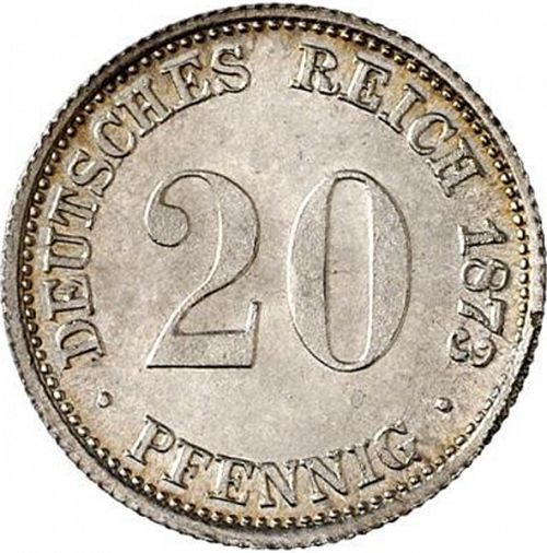 20 Pfenning Obverse Image minted in GERMANY in 1873D (1871-18 - Empire)  - The Coin Database