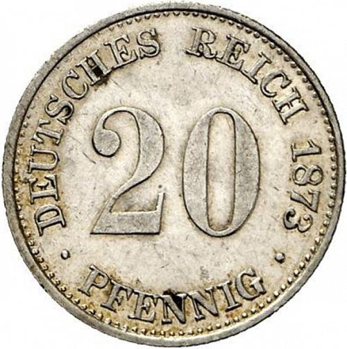 20 Pfenning Obverse Image minted in GERMANY in 1873E (1871-18 - Empire)  - The Coin Database