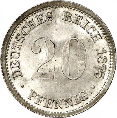 20 Pfenning Obverse Image minted in GERMANY in 1875C (1871-18 - Empire)  - The Coin Database