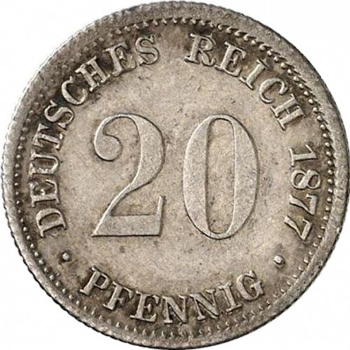 20 Pfenning Obverse Image minted in GERMANY in 1877F (1871-18 - Empire)  - The Coin Database