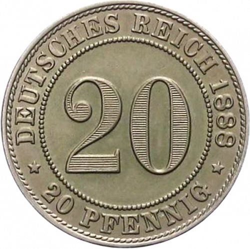 20 Pfenning Obverse Image minted in GERMANY in 1888J (1871-18 - Empire)  - The Coin Database