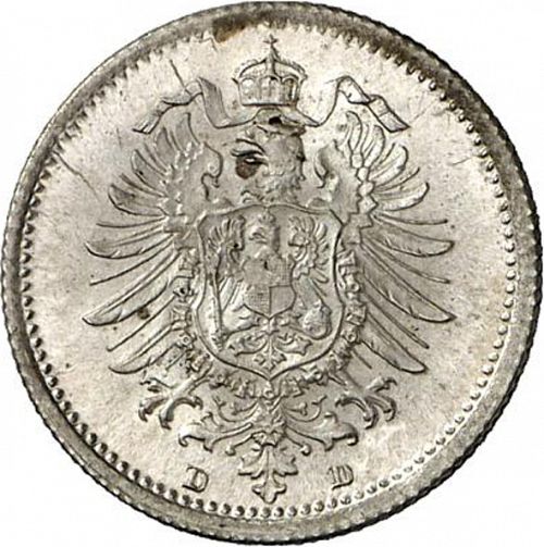 20 Pfenning Reverse Image minted in GERMANY in 1875D (1871-18 - Empire)  - The Coin Database
