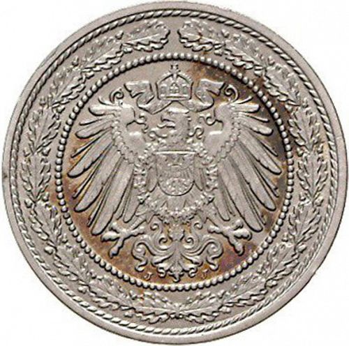20 Pfenning Reverse Image minted in GERMANY in 1890J (1871-18 - Empire)  - The Coin Database