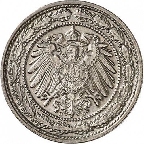 20 Pfenning Reverse Image minted in GERMANY in 1892D (1871-18 - Empire)  - The Coin Database