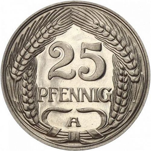 25 Pfenning Obverse Image minted in GERMANY in 1910A (1871-18 - Empire)  - The Coin Database
