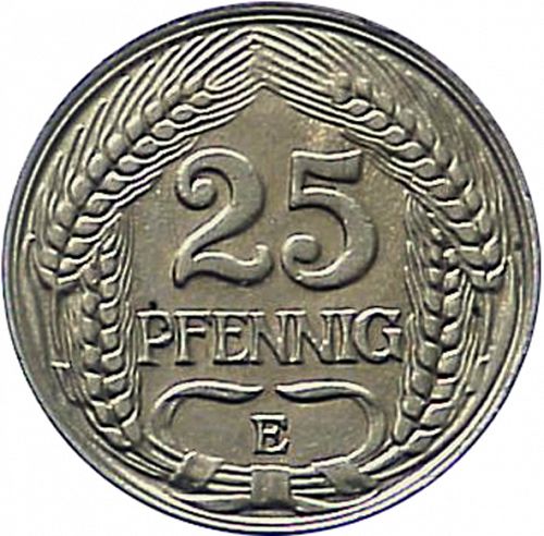 25 Pfenning Obverse Image minted in GERMANY in 1910E (1871-18 - Empire)  - The Coin Database