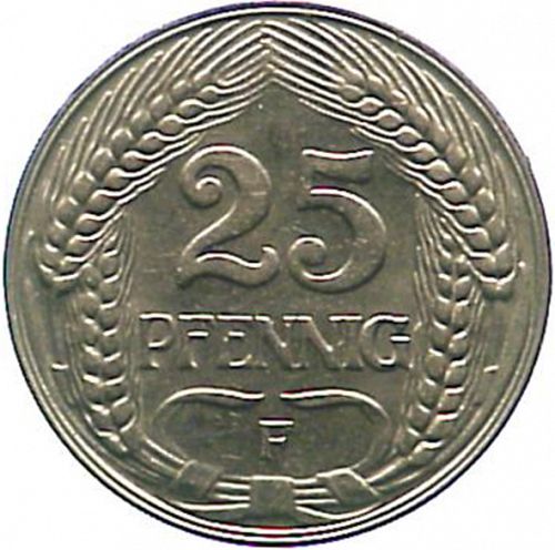 25 Pfenning Obverse Image minted in GERMANY in 1912F (1871-18 - Empire)  - The Coin Database