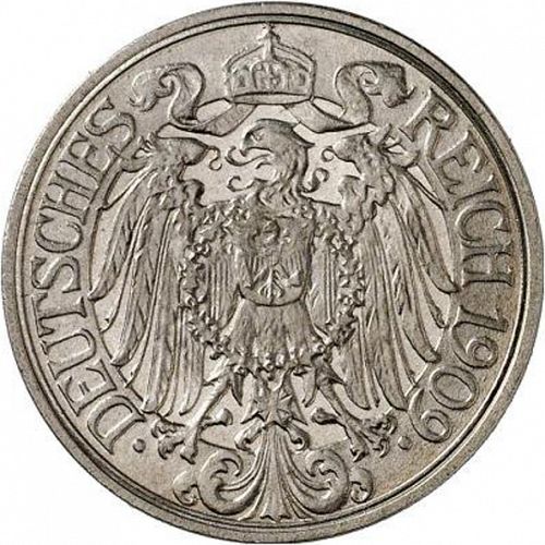 25 Pfenning Reverse Image minted in GERMANY in 1909J (1871-18 - Empire)  - The Coin Database