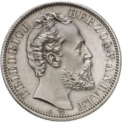 2 Mark Obverse Image minted in GERMANY in 1876A (1871-18 - Empire ANHALT-DESSAU)  - The Coin Database