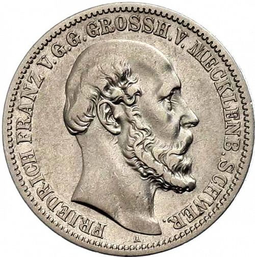 2 Mark Obverse Image minted in GERMANY in 1876A (1871-18 - Empire MECKLENBURG-SCHWERIN)  - The Coin Database