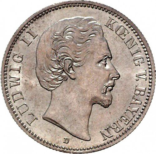2 Mark Obverse Image minted in GERMANY in 1876D (1871-18 - Empire BAVARIA)  - The Coin Database
