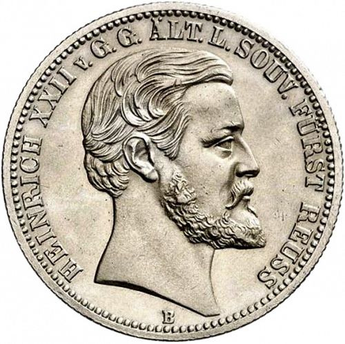 2 Mark Obverse Image minted in GERMANY in 1877B (1871-18 - Empire REUSS-OBERGREIZ)  - The Coin Database