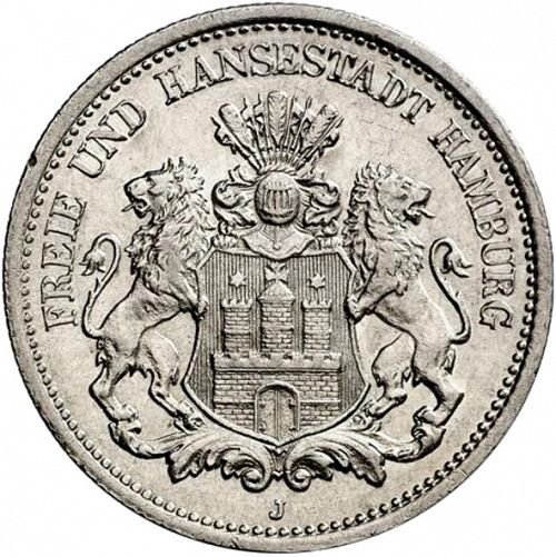2 Mark Obverse Image minted in GERMANY in 1878J (1871-18 - Empire HAMBURG)  - The Coin Database