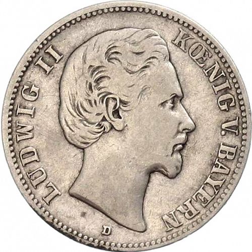 2 Mark Obverse Image minted in GERMANY in 1880D (1871-18 - Empire BAVARIA)  - The Coin Database
