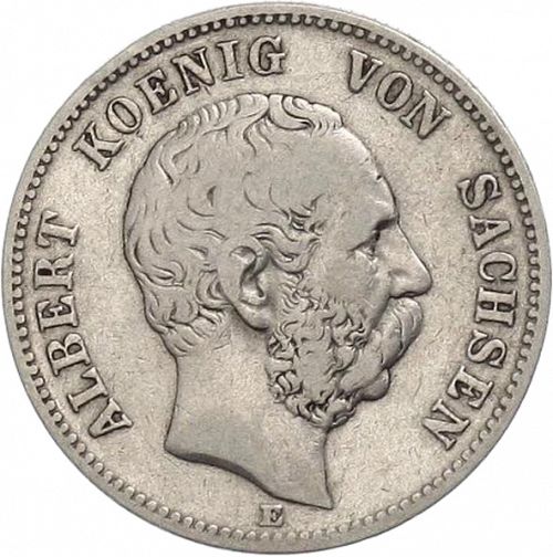 2 Mark Obverse Image minted in GERMANY in 1880E (1871-18 - Empire SAXONY-ALBERTINE)  - The Coin Database
