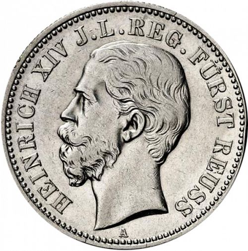2 Mark Obverse Image minted in GERMANY in 1884A (1871-18 - Empire REUSS-SCHLEIZ)  - The Coin Database