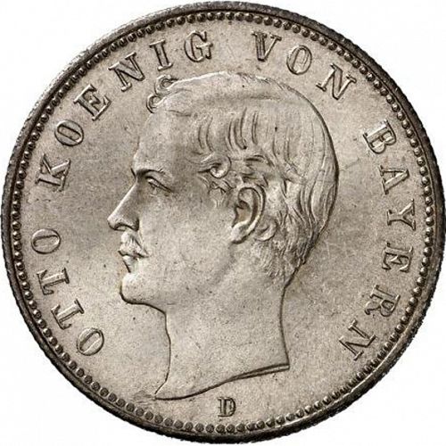 2 Mark Obverse Image minted in GERMANY in 1888D (1871-18 - Empire BAVARIA)  - The Coin Database