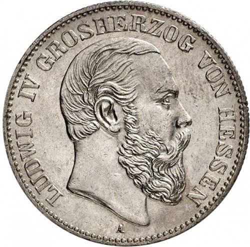 2 Mark Obverse Image minted in GERMANY in 1891A (1871-18 - Empire HESSE-DARMSTATDT)  - The Coin Database