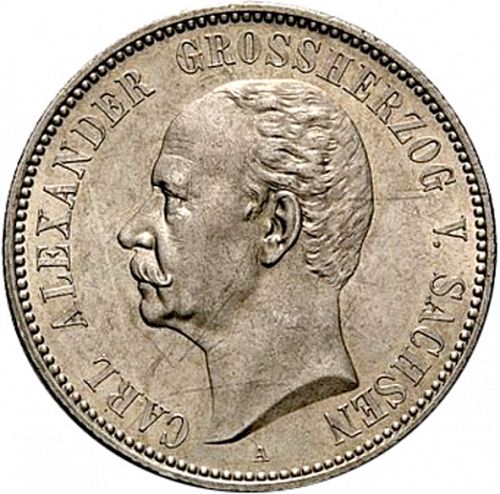 2 Mark Obverse Image minted in GERMANY in 1892A (1871-18 - Empire SAXE-WEIMAR-EISENACH)  - The Coin Database