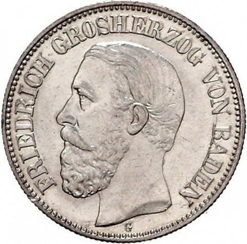 2 Mark Obverse Image minted in GERMANY in 1894G (1871-18 - Empire BADEN)  - The Coin Database