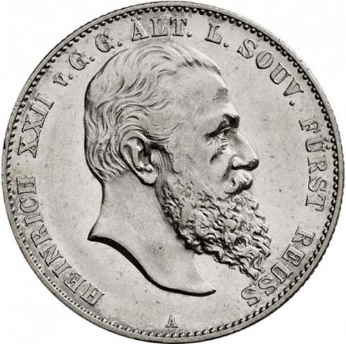 2 Mark Obverse Image minted in GERMANY in 1899A (1871-18 - Empire REUSS-OBERGREIZ)  - The Coin Database