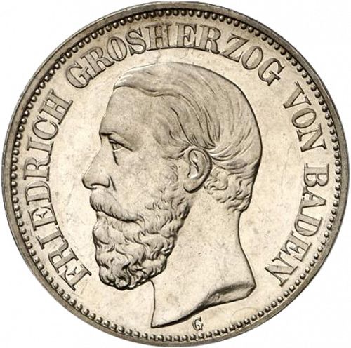 2 Mark Obverse Image minted in GERMANY in 1899G (1871-18 - Empire BADEN)  - The Coin Database