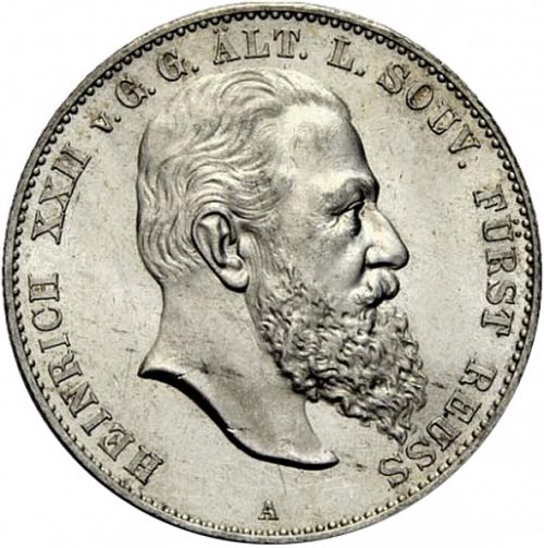 2 Mark Obverse Image minted in GERMANY in 1901A (1871-18 - Empire REUSS-OBERGREIZ)  - The Coin Database