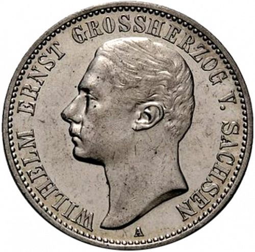 2 Mark Obverse Image minted in GERMANY in 1901A (1871-18 - Empire SAXE-WEIMAR-EISENACH)  - The Coin Database