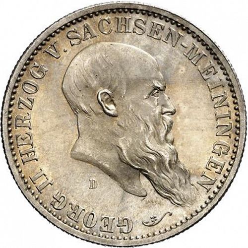 2 Mark Obverse Image minted in GERMANY in 1901D (1871-18 - Empire SAXE-MEININGEN)  - The Coin Database