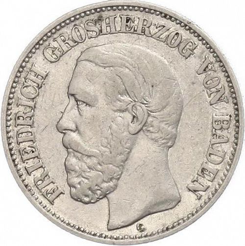 2 Mark Obverse Image minted in GERMANY in 1901G (1871-18 - Empire BADEN)  - The Coin Database