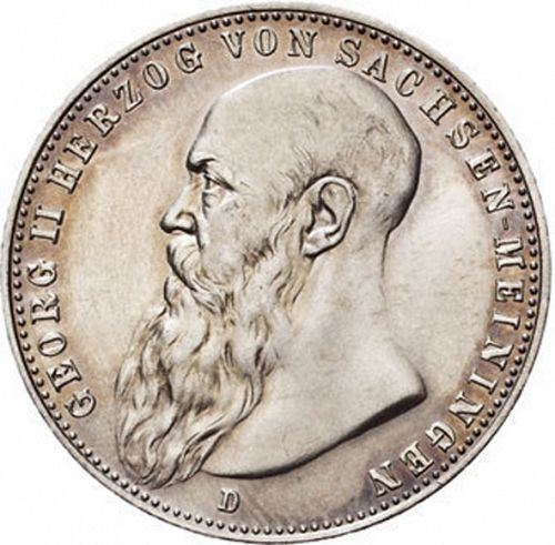 2 Mark Obverse Image minted in GERMANY in 1902D (1871-18 - Empire SAXE-MEININGEN)  - The Coin Database